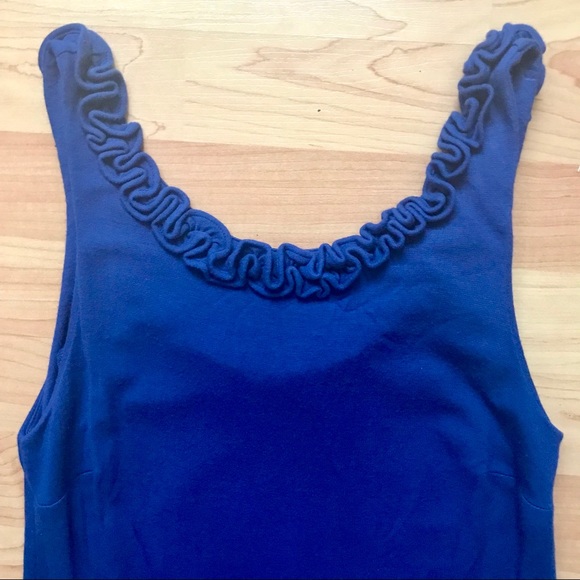 J. Crew Navy Ruffle Neckline Dress - Picture 2 of 7